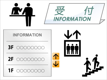 移動にも便利なL字型の表示板は  オフィスのエントランスにも最適